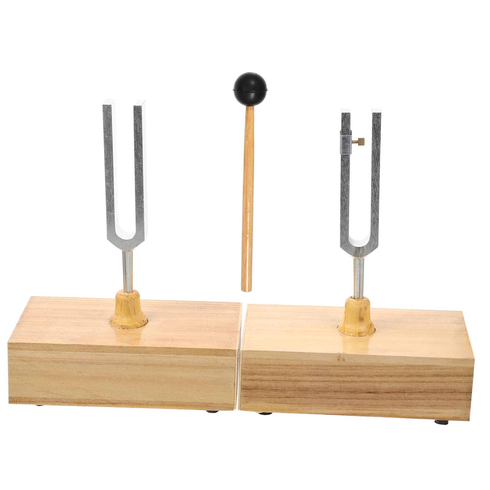 Stimmgabel für Experiment 440 Hz mit Hammer und Holzsockel Metall Klarer Klang für Physik und Lehrversuche