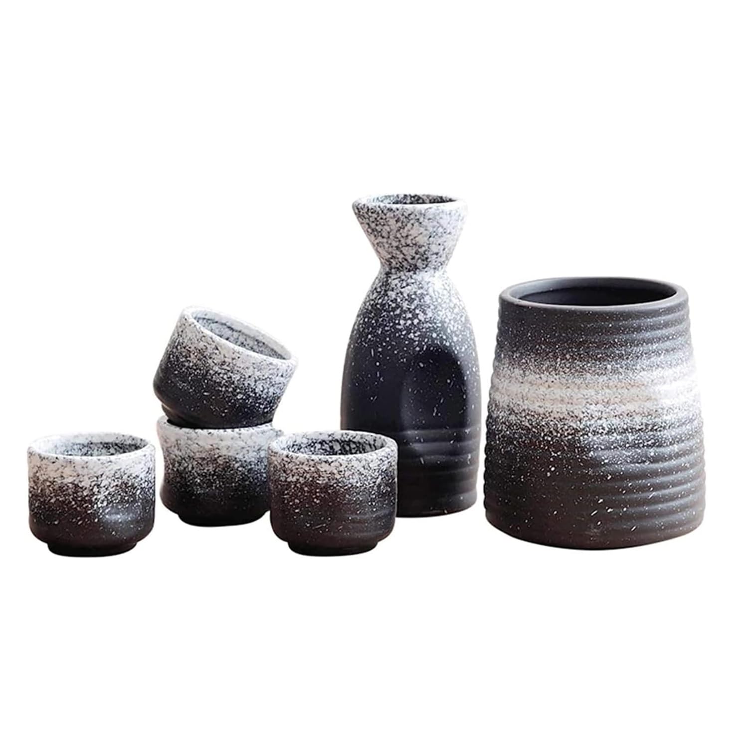 Juego de sake de cerámica CHFYIJYHM, set tradicional de 6 piezas con olla calentadora