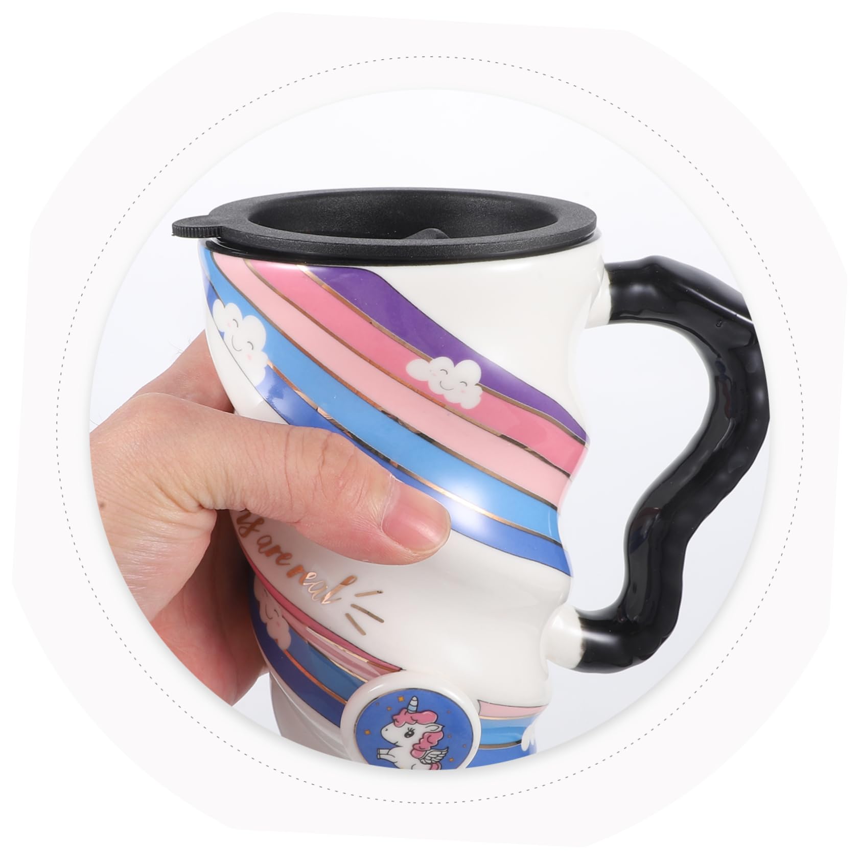 Alipis Tazza da Caffè con Coperchio Divertente Design in Ceramica per Ragazzi E Ragazze Tazza da Tè Riutilizzabile Stili multipli