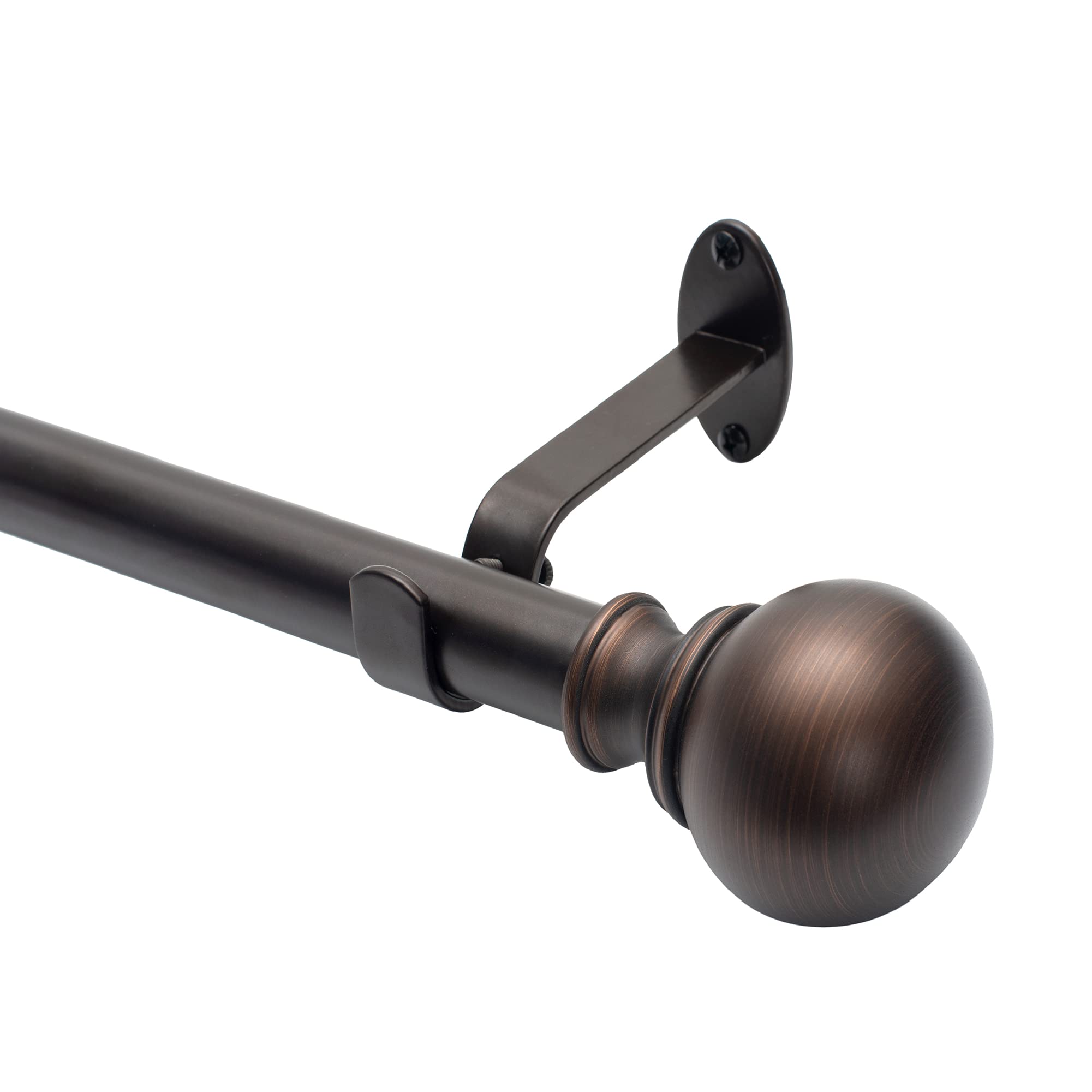 Elrene Home Fashions Cordelia Single Curtain Rod with Globe Ball Finials, 1 Inch Diameter, (Antique Bronze), (28X48)