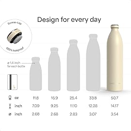 LARS NYSM Stainless Steel Insulated XL Water Bottle 12oz 17oz 25oz 34oz 51oz | Insulated Thermo Flask for Hot and Cold Beverages | Leakproof Drinking Bottle (Pine Green, XL 50.7oz)