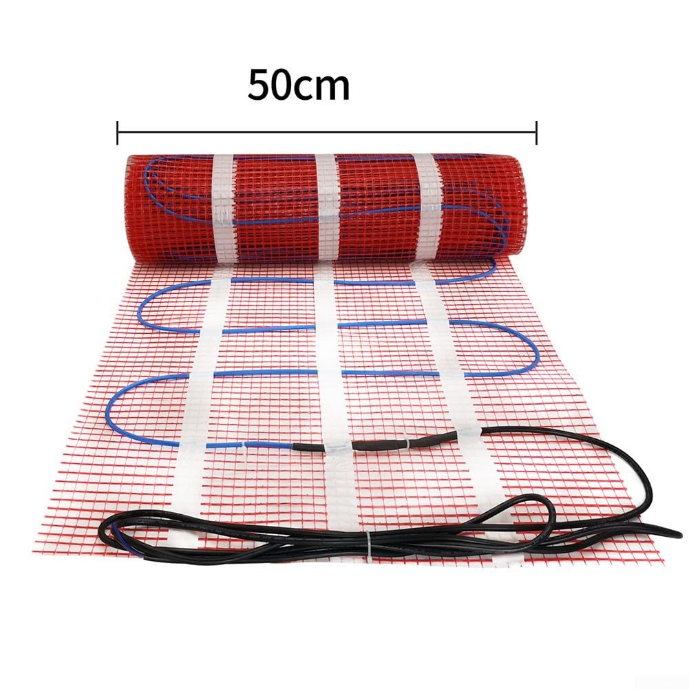 Calefacción tipo cable, almohadilla de calefacción de piso con termostato digital, kit de calefacción por suelo radiante eléctrico (50 cm x 3 m)