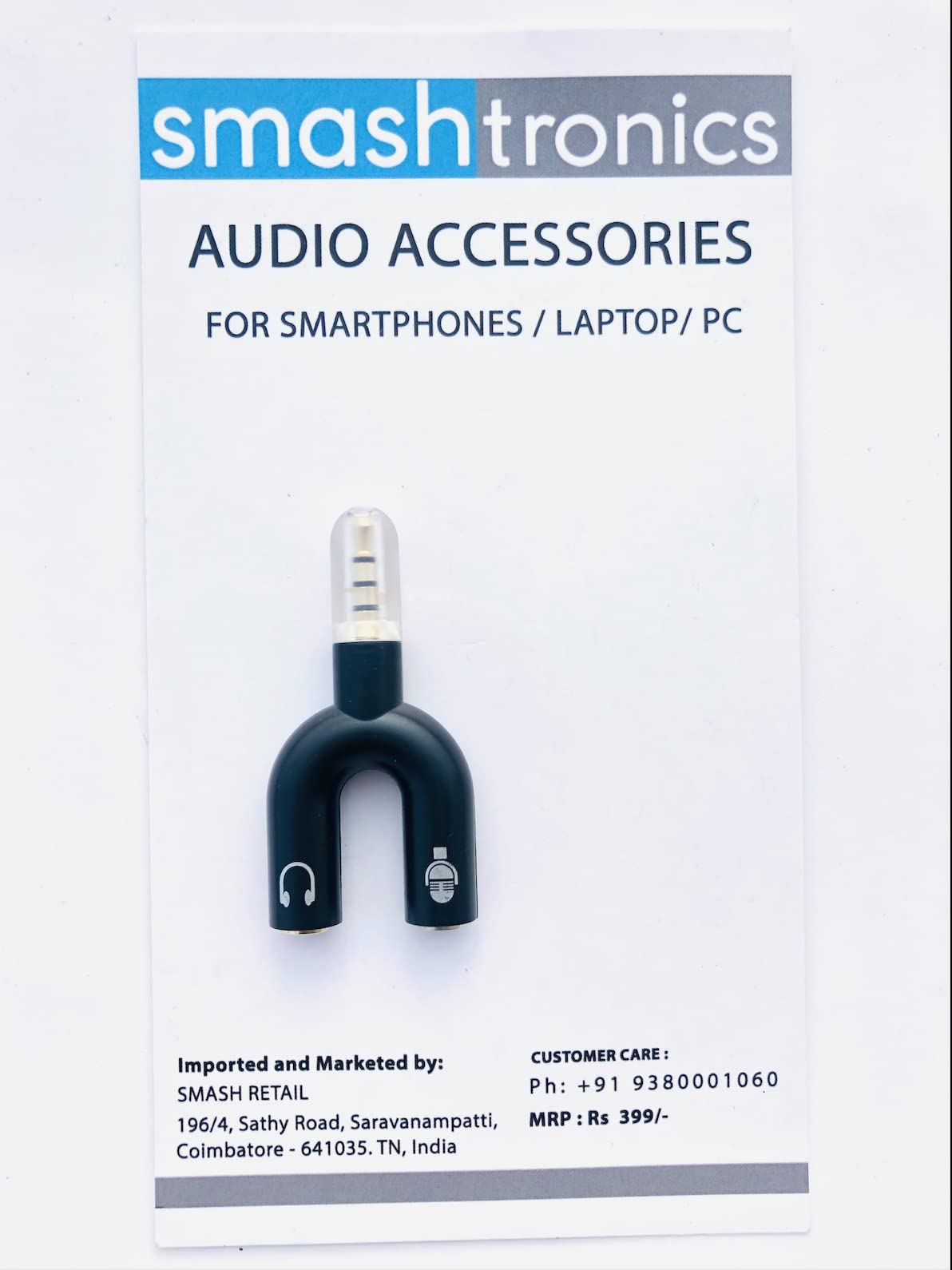 Smashtronics Gold Plated 3.5 mm Headphone Splitter for Computer 2 Male to 1 Female 3.5mm Headphone Mic Audio Y Splitter Cable Smartphone Headset to PC Adapter – (Black,20cm) (U Type) (B0C5R1NPZY) Amazon Price History, Amazon Price Tracker