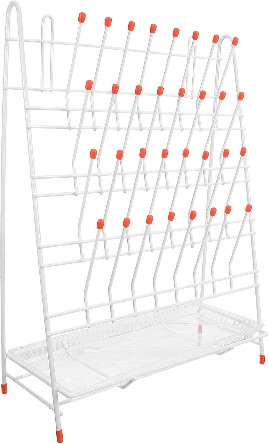 32-peg Metal Laboratory Tube Drying Rack with Wire Glassware Holder for Beakers and Bottles, Space-Saving Lab Draining Rack Suitable for Scientific and Educational Use