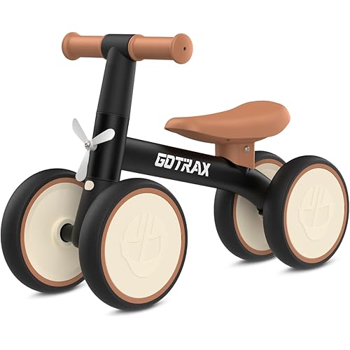 Gotrax Baby Balance Bike 1-2 Years, 7" Front&Rear Silent Wheels, Sturdy Steel Frame 66 lbs Load, Quick 2-Min Assembly, CPC Certified, Comfortable Soft Seat, Toddler Birthday Gift for Boys&Girls Black