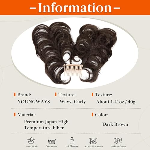 Miniatura 3 de Peine de moño desordenado con clip lateral para mujer, corto, natural, lacio, versátil, ajustable, fácil de peinar, piezas de cabello (marrón oscuro