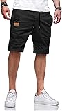 JMIERR Mens Casual Shorts - Cotton Drawstring Summer Beach Stretch Twill Chino Golf Shorts Large S Black