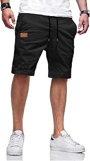 JMIERR Men's Cotton Drawstring Shorts - Breathable Stretch Twill Chino for Golf, Beach, Gym & Casual Wear (S-5XL)