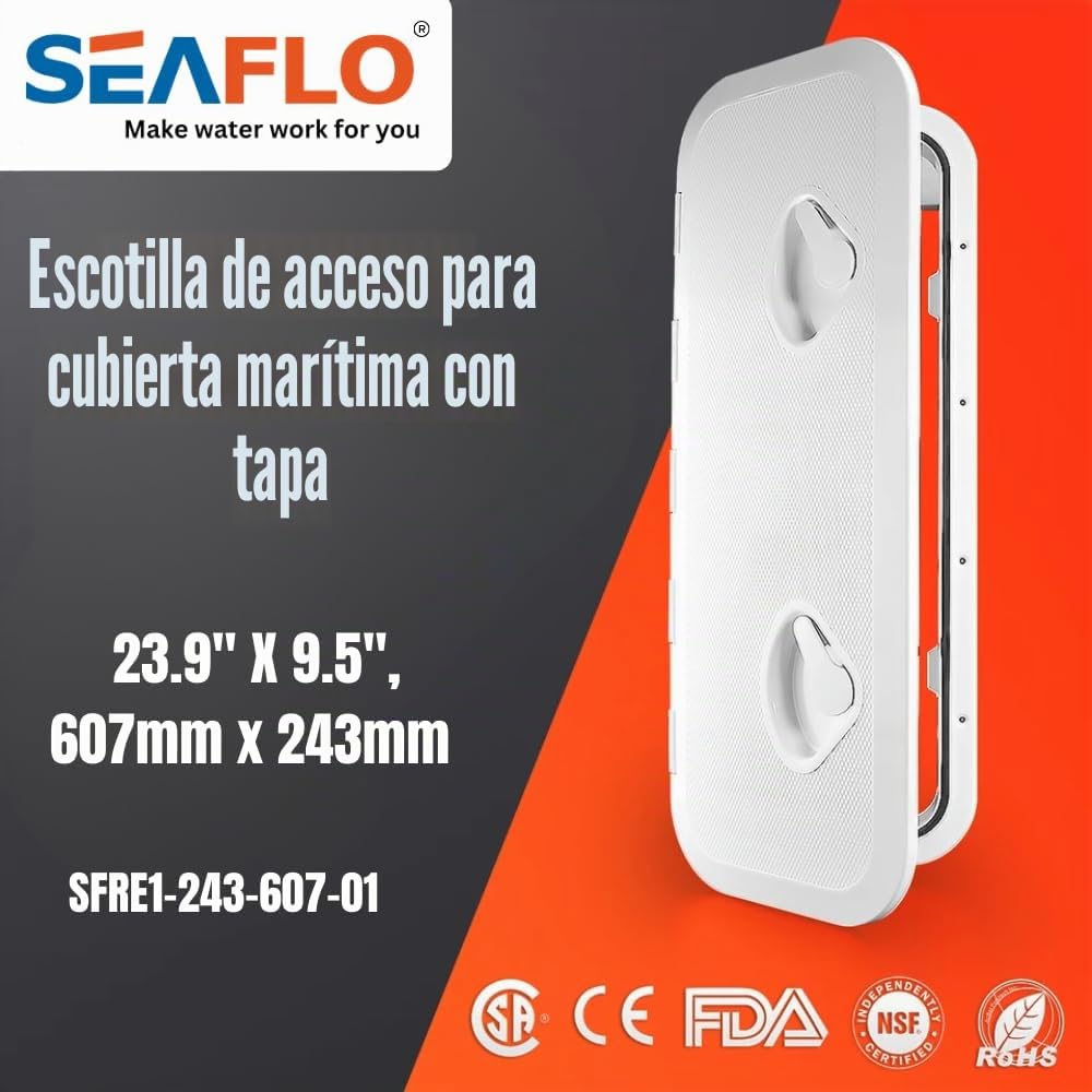 Seaflo Marine barco cubierta tapa de acceso escotilla & 23.9 "x 9,5," blanco, 607 335 mm x 243 mm)