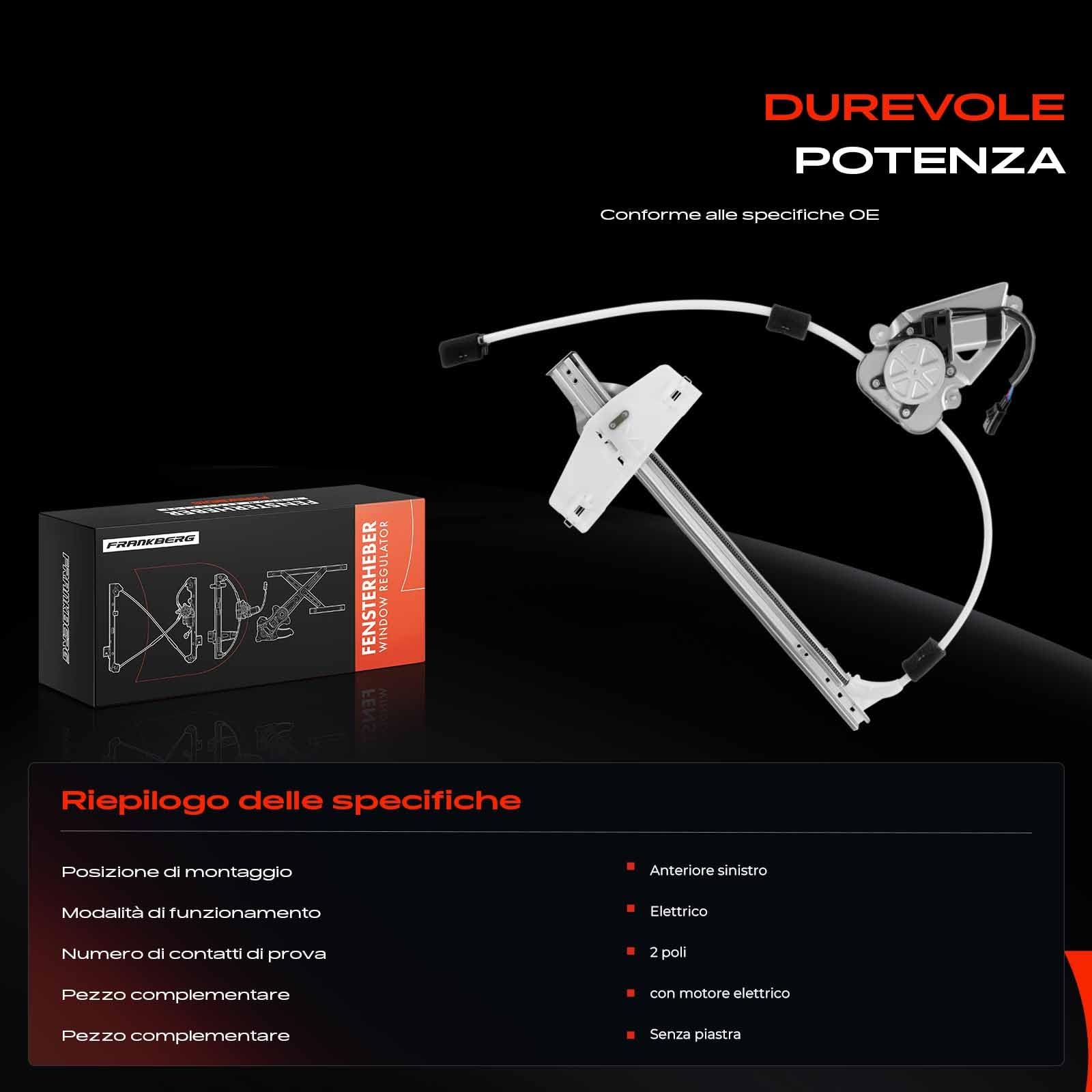 Frankberg 55360031AM -Alzacristalli anteriore sinison motore Sostituzione per Cherokee KJ SUV 2002-2006