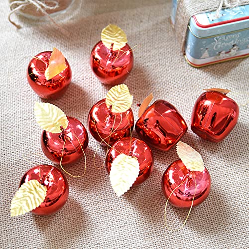 Happyyami 9pcs Mini Apple Ornaments Hanging Christmas Tree Baubles for Xmas Party Holiday Valentine's Day Decoration Red 4cm - Image 2