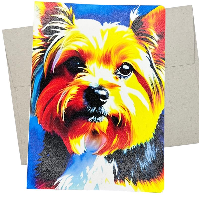 Yorkie Greeting Card (5X7 Inches and Blank Inside for All Occasions) Cute Yorkshire Terrier on card for Birthday, Anniversary, or Thinking of You - 315