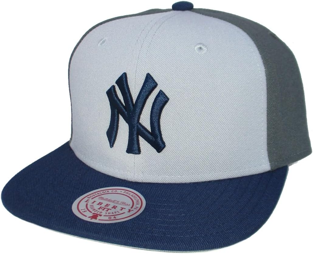 Mitchell & Ness MLB Triple Play Liberty Snapback Adjustable Hat Cap - Gray/Team Colors