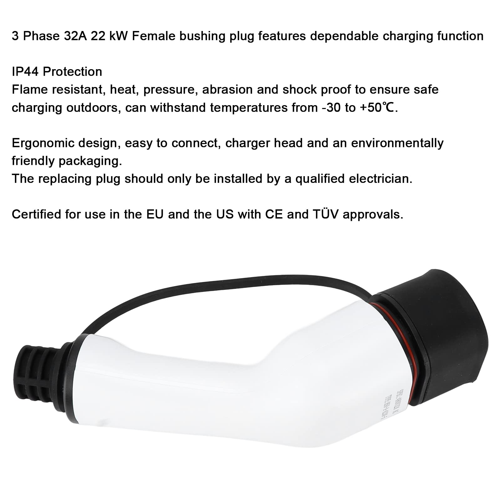 Cargador de Vehículos de Nueva Energía Enchufe Hembra 32a IP44 Protección para Tipo 2 PHEV EV EU 480V Enchufe de Carga de Coche Accesorios de Coche Eléctrico