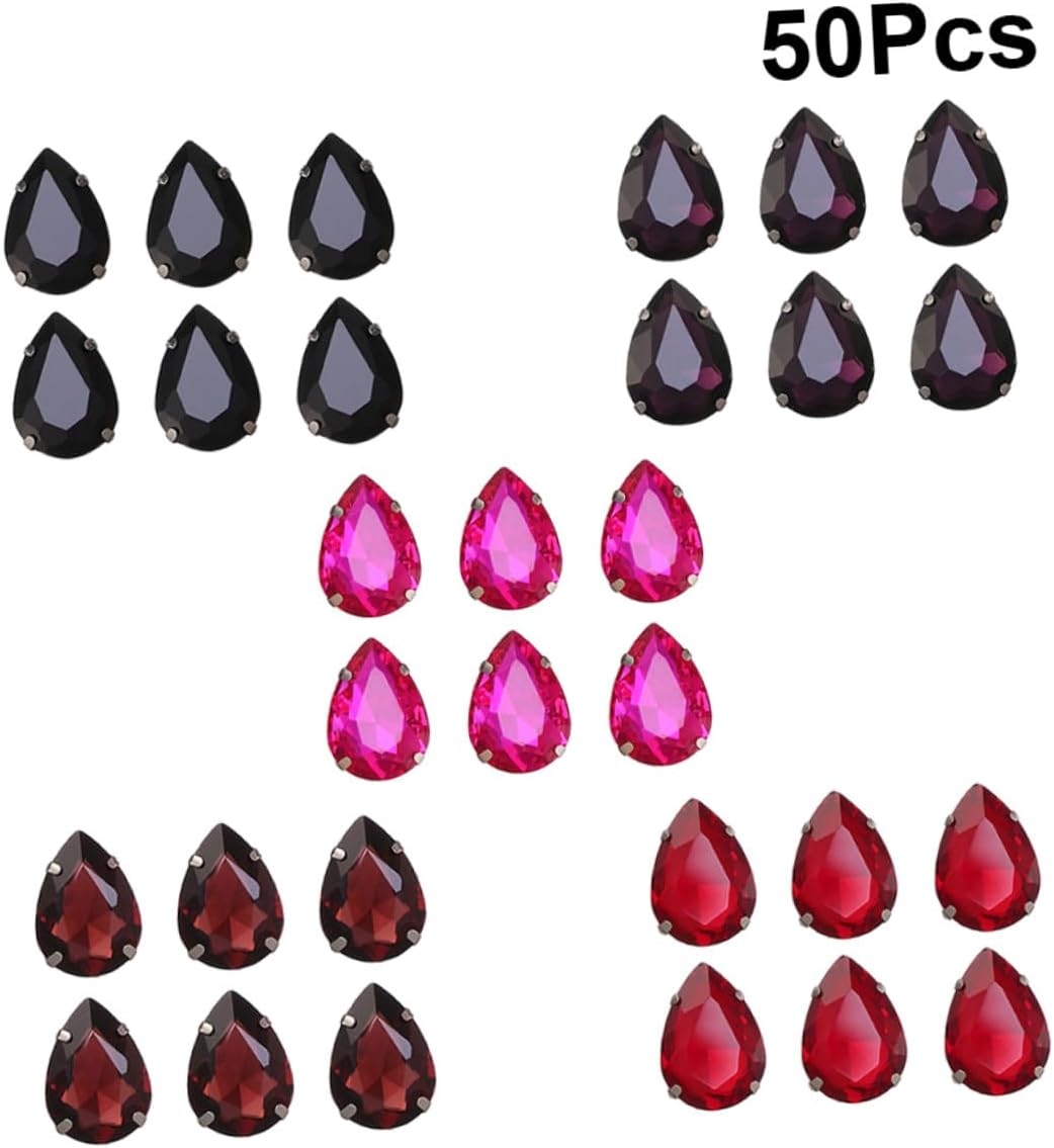 Water Drop Crystal Claw Glass Rhinestones 50pcs 13x18mm for Garment