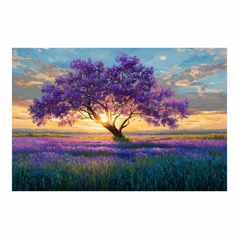 ZAMAEIU Tree of life wall decor Floral trees overlay On Canvas Prints Poster Pictures for Living Room Bedroom Home Office Wall Decoration(Purple;)-80x120cm Unframed