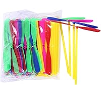 Vista 4 de Juego de 40 piezas de helicóptero volador, 20 hélices+20 cañas, helicóptero de mano, libélula de bambú, hélice de plástico para frotar a mano