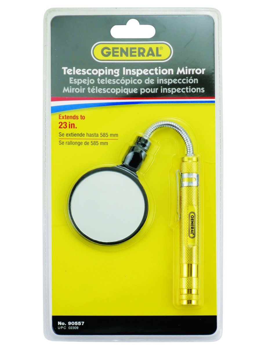 General Tools 92557 LED Lighted Telescoping Round Inspection Mirror 23 Inches