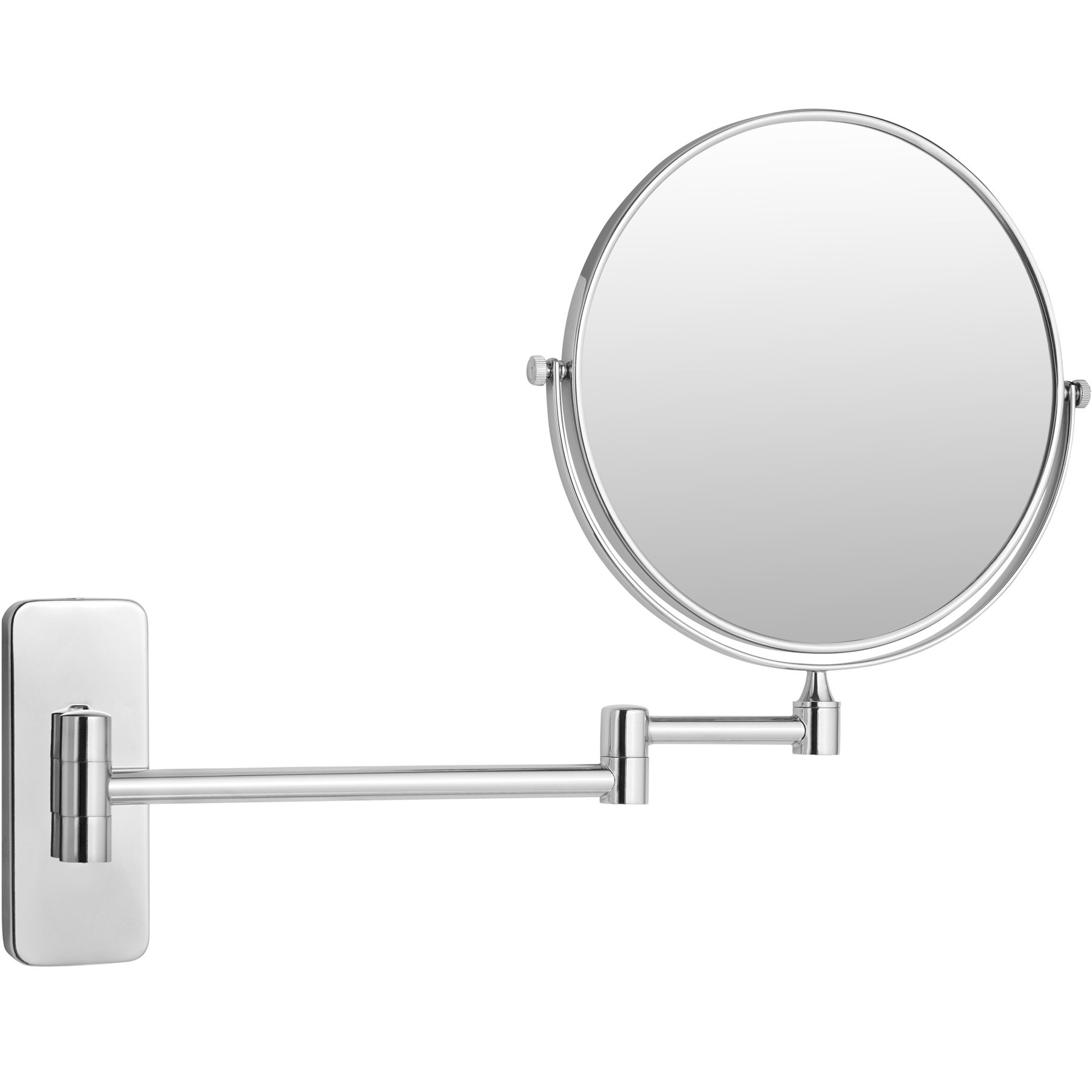 tectake® Specchio per Postazione Trucco ∅ 20 cm, Ingrandimento 7x, Specchio Ingranditore Inclinabile Estensibile a 360° in Acciaio Cromato, per Toeletta, Specchietto Trucchi Donna Bifacciale da Parete