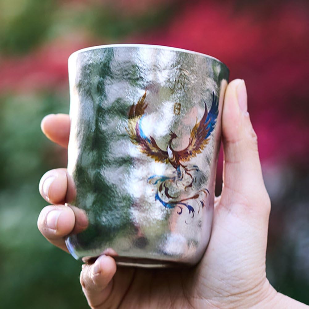 Mug Portable en Titane À Motif Dragon, Tasse À Café/bière Légère pour Boissons Froides, Idéale pour Maison Le Camping.
