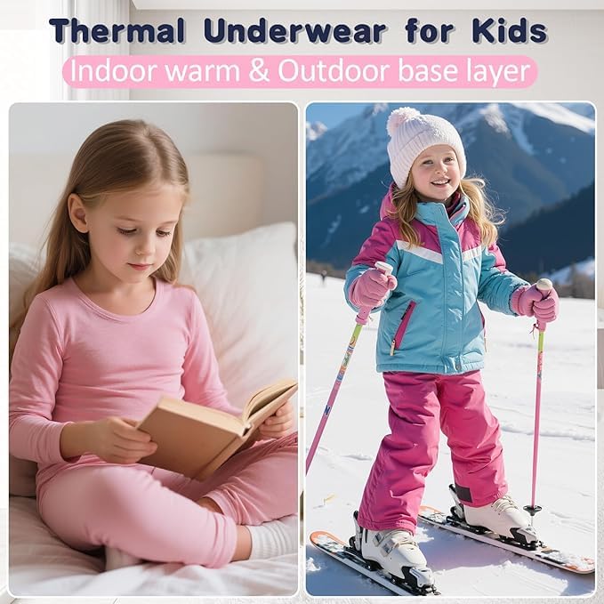 Image of KidsThermal Set | Soft Cotton Blend Full Sleeves Top & Bottom Nightwear | Warm Innerwear Suit for Boys & Girls in Multicolour