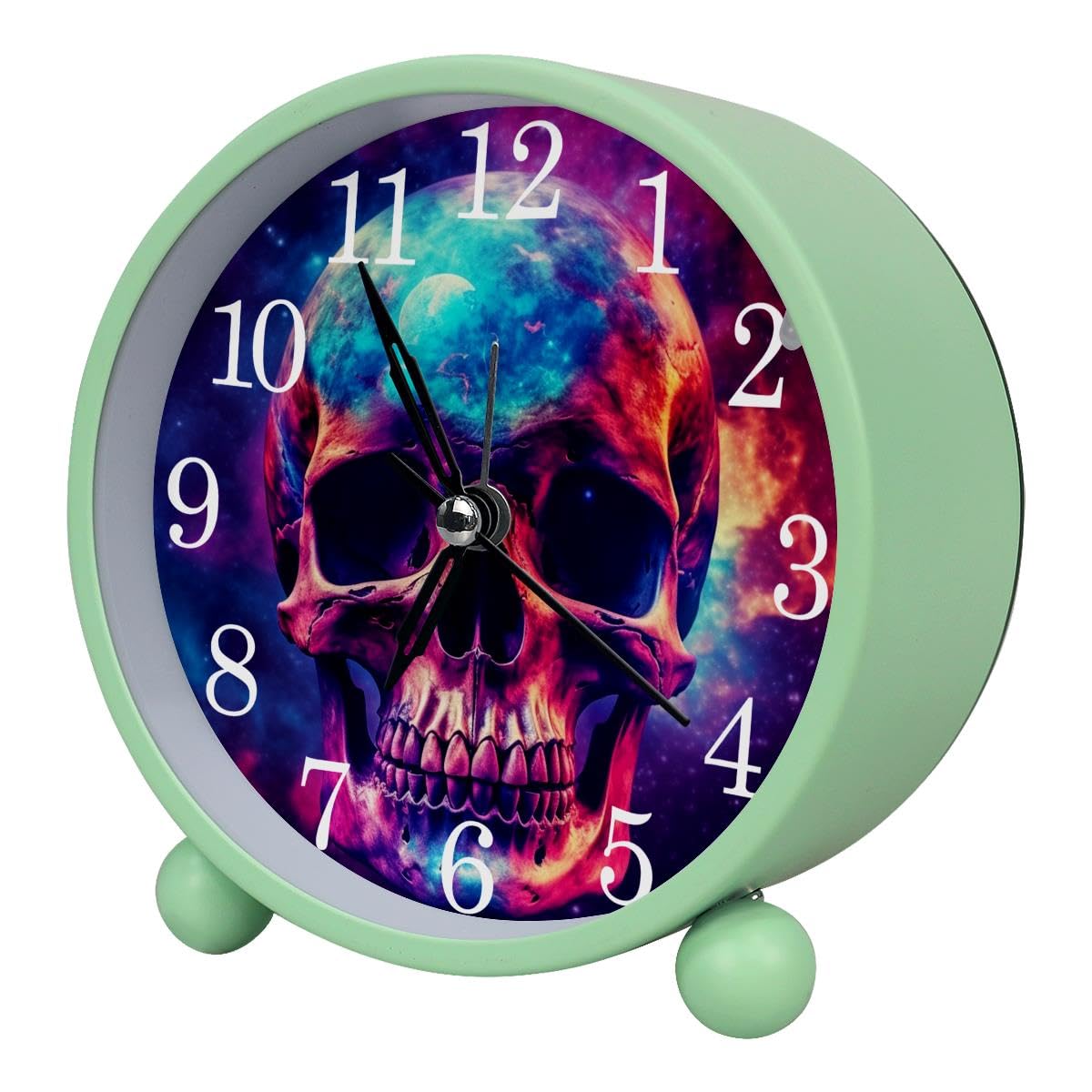 Luoweisi Alarm Clock Nebula Skull, Silent Non-Ticking with Night Light