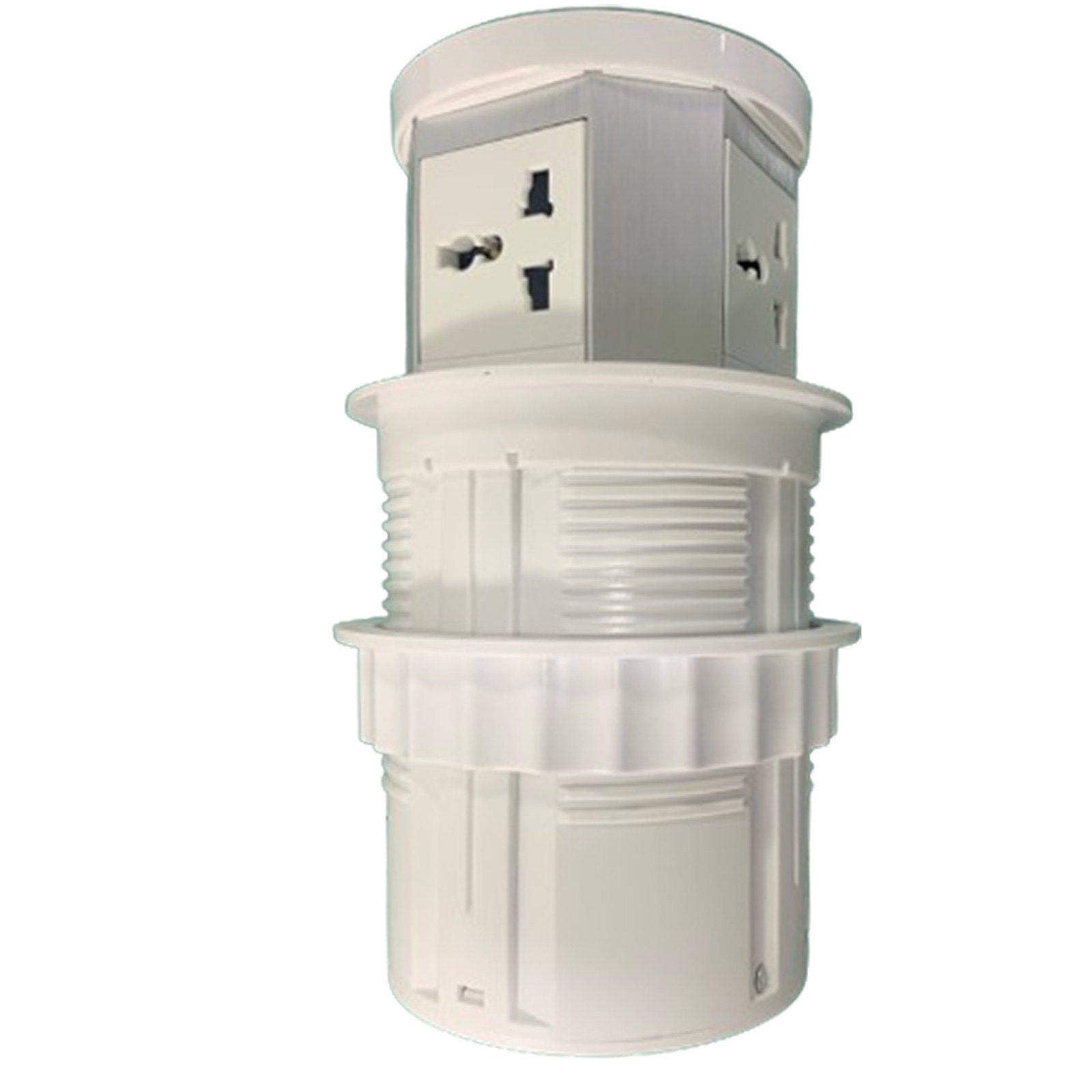 Presa elettrica pop-up con 3 prese universali, ricarica wireless e porte per caricabatterie B+Type-c per casa, ufficio, cucina, piani di lavoro, scrivania,White