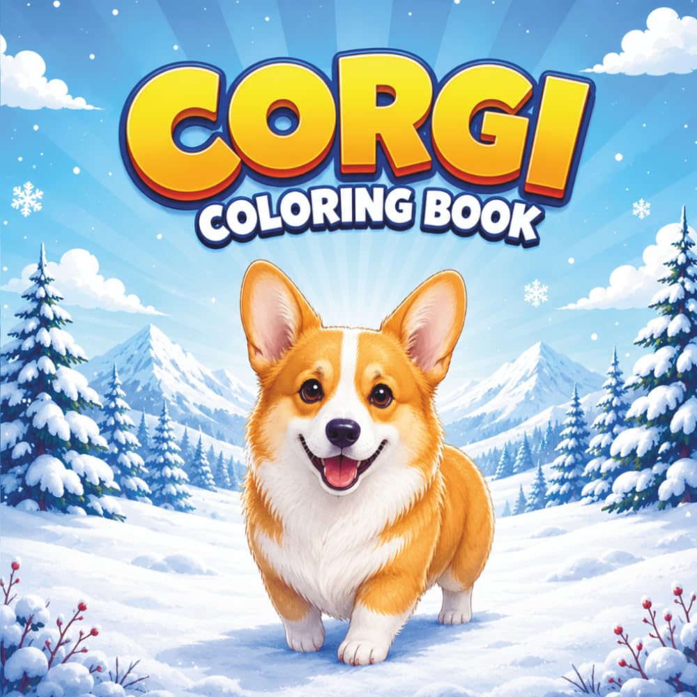 Corgi Coloring Book: 40 Easy and Fun Cute Corgi Dogs Coloring Book For Kids & Adults, Perfect For Corgi Lovers