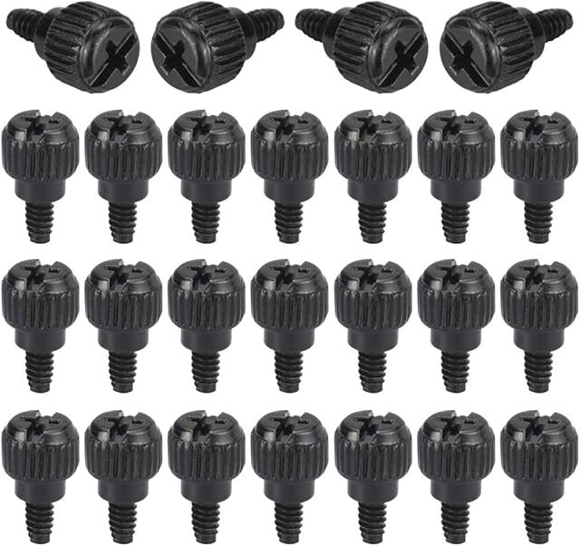 Cyleibe 25pcs Computer Case Thumb Screws, Fastener Thumb Screws for PC Computer Case Cover/Power Supply/PCI Slots/Hard Drives - Black