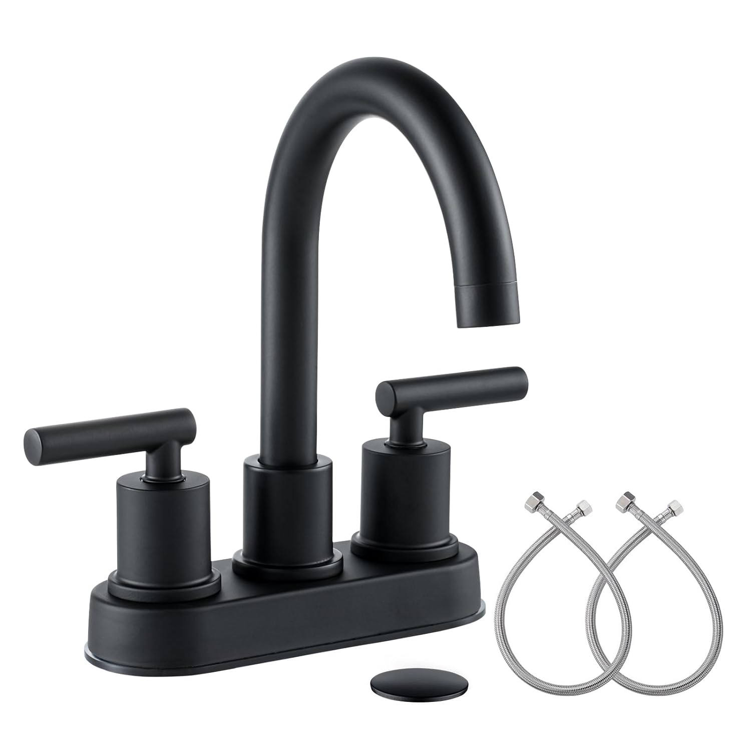 VXV Bathroom Sink Faucet 4 Inch 2 Handle Centerset Utility Lavatory Vanity Modern 360 Rotating Black Water Faucet