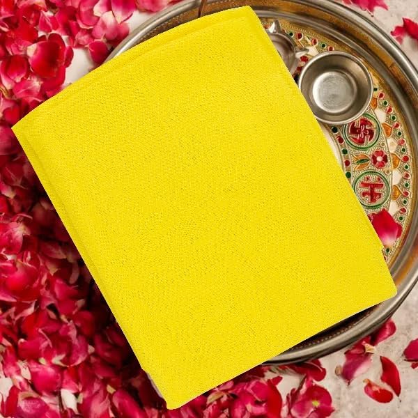 SATVIK 1.25 Meter Yellow Cotton Pooja Cloth for Altar & Deity Pedestal | Pila Kapda for Hawan, Puja, Asan for All God Devi Devta | Backdrop Pooja Cloth for Decoration-image-22