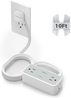 TESSAN Extension Cord 10 FT, Power Strip with 900J Surge Protection, Grey