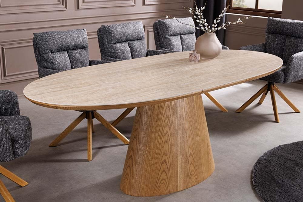 Esstisch UNIQUE 200cm - braun natur - Keramik - Stauraum robust