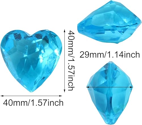 Miniatura 2 de Honbay 20 gemas de diamante acrílico en forma de corazón de gran tamaño de 1.575 in, gemas de tesoro de cristal de imitación acrílicas, para