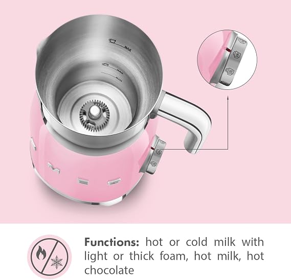 Smeg 50's Retro Style Aesthetic Milk Frother (Pink)