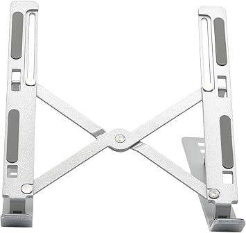 groov e Portable Laptop & Tablet Stand - Foldable Computer Stand for Desks with Height and Angle Adjustment - Non-Slip Pads, Ergonomic Design - For Laptops, Tablets and Devices Up To 15.6 - Silver