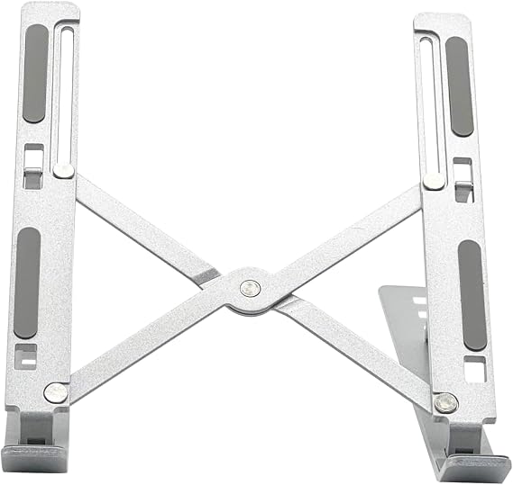 groov e Portable Laptop & Tablet Stand - Foldable Computer Stand for Desks with Height and Angle Adjustment - Non-Slip Pads, Ergonomic Design - For Laptops, Tablets and Devices Up To 15.6 - Silver