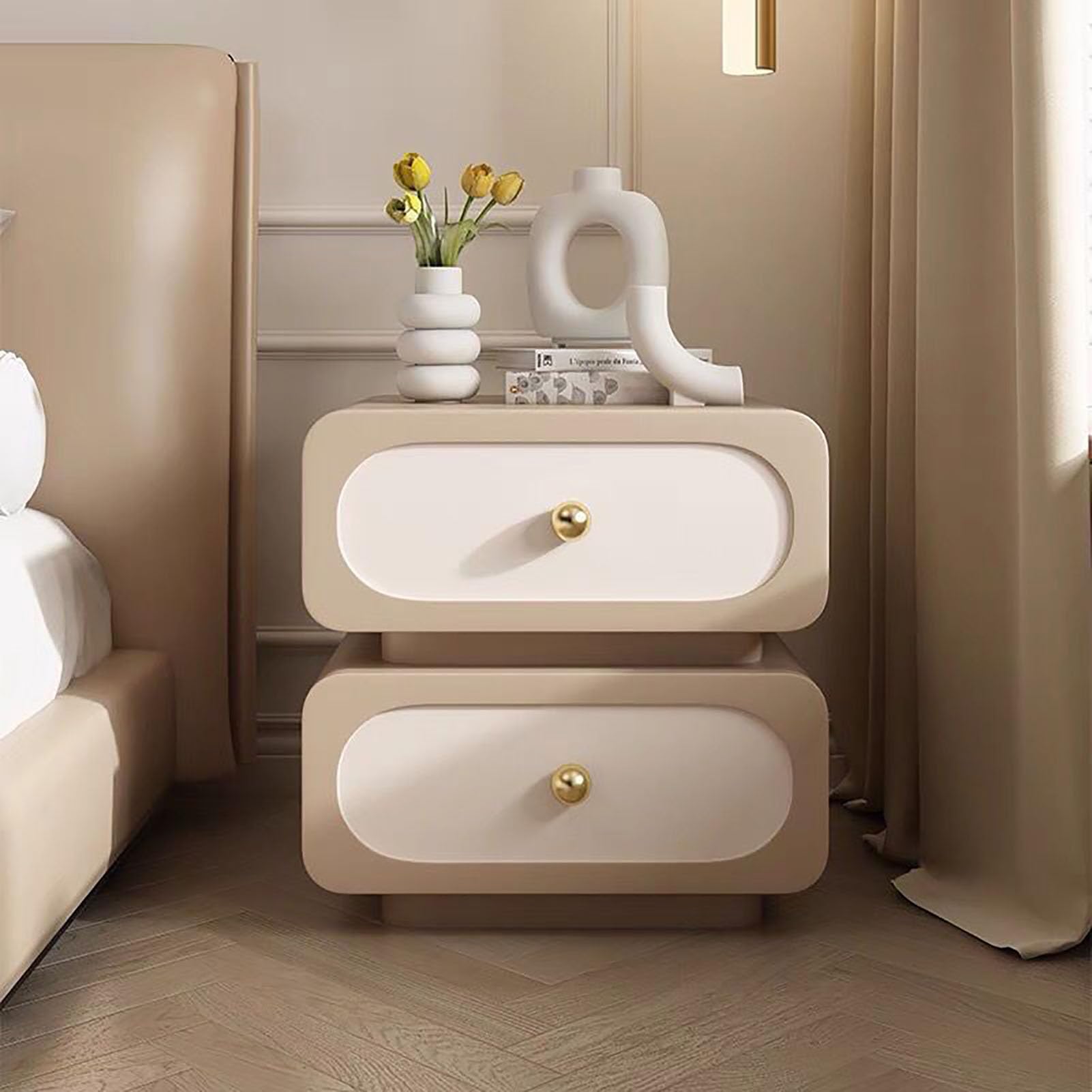 SXZenSpace Modern Minimalist Nightstand,Creative Bedside Table Durable Wood Top End Side Furniture Required for Bedroom,B,40x40x50cm(16x16x20inch)
