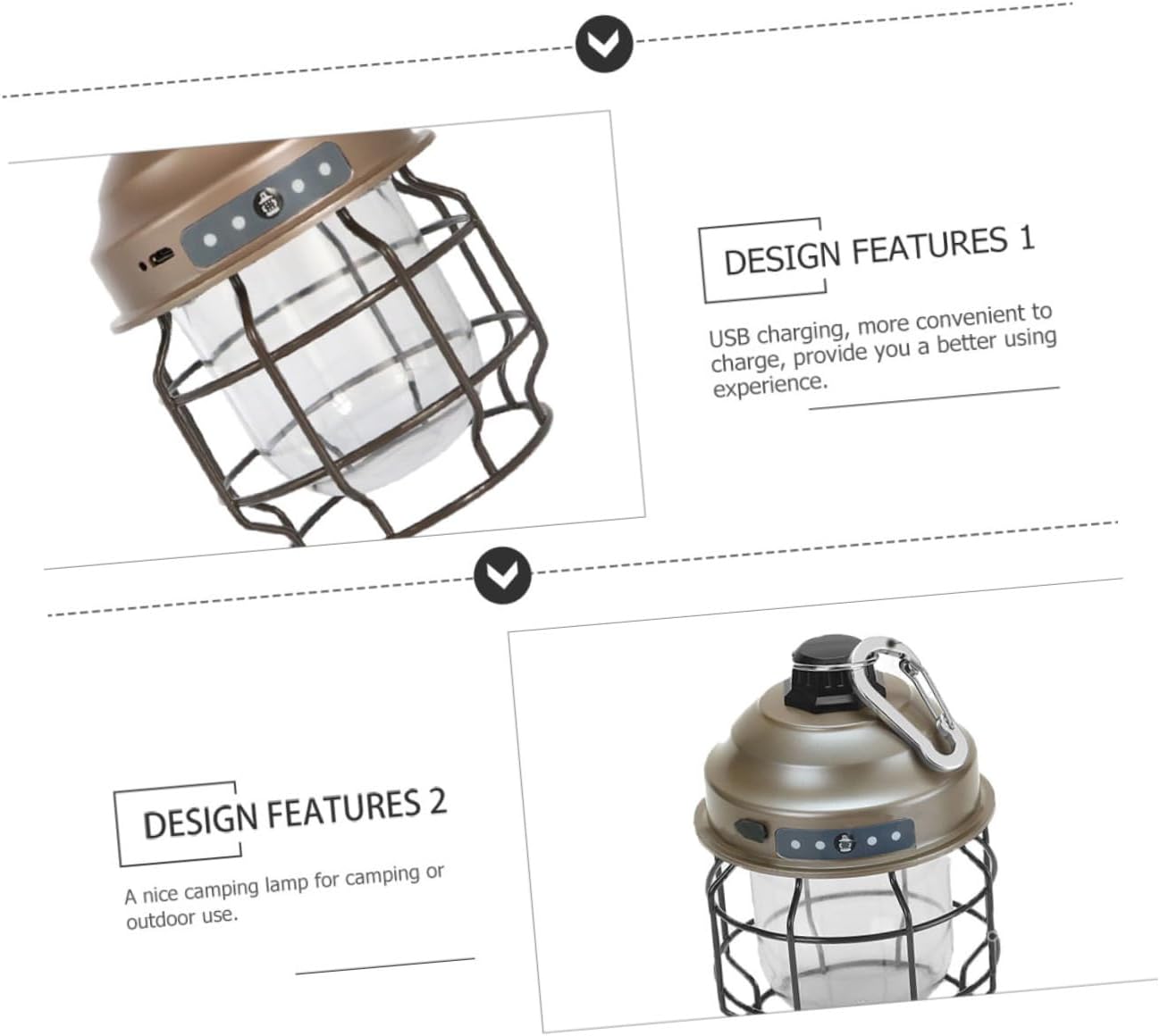 USB Rechargeable Camping Lantern Portable Hanging Tent Light Multi-Function Retro Outdoor Lamp for Hiking and Emergency Use