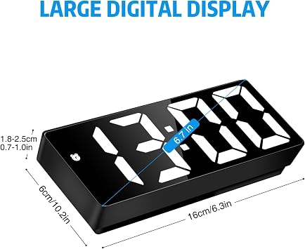 Alarm Clock, Digital Clock, LED Digital Alarm Clock with Time, Date, Temperature, Snooze Function, Brightness, Adjustable Alarm Clock, Children for Home, Bedroom, Office, White Light