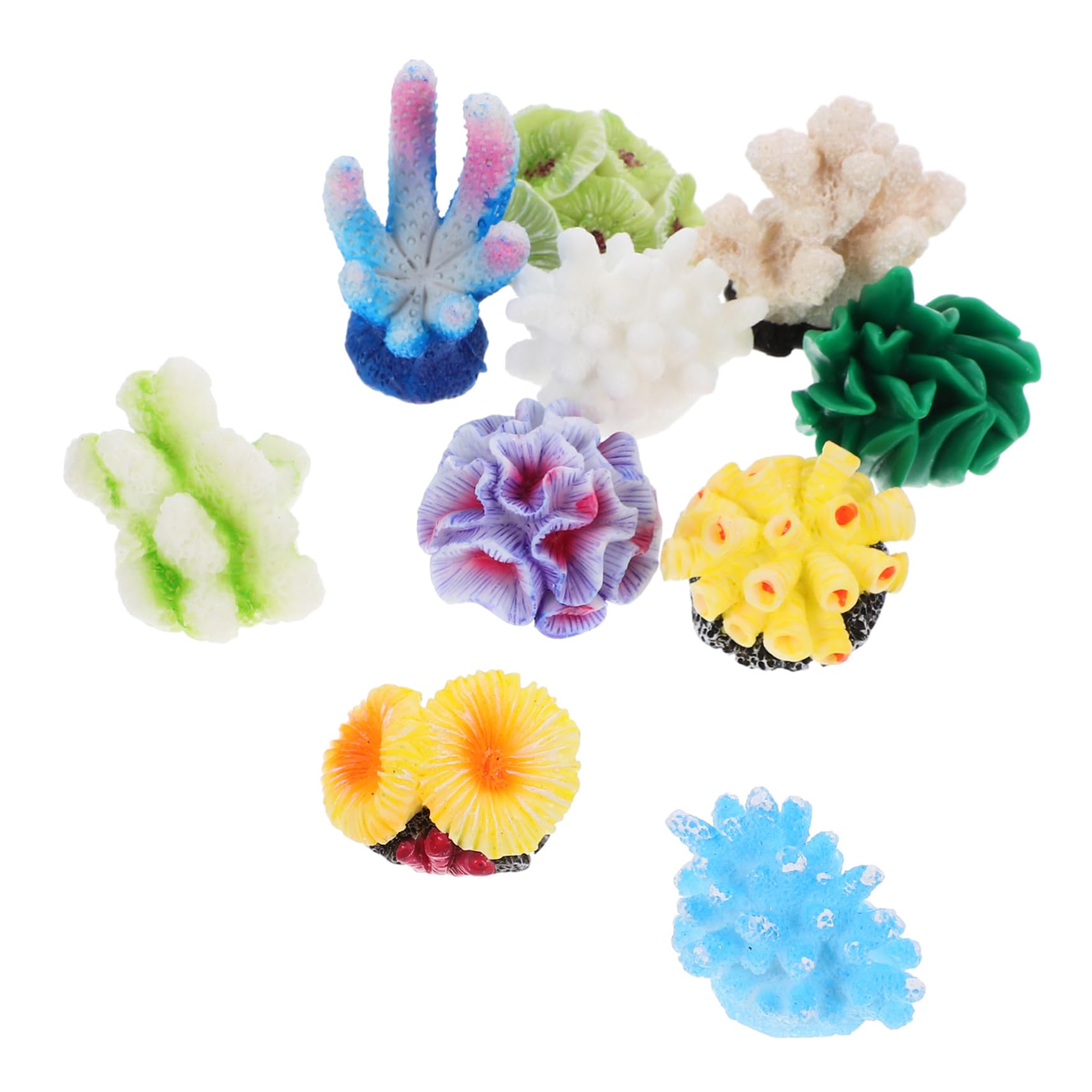 IWOWHERO 10Pcs Artificial Coral Sculpture Lifelike Aquarium Decor for Fish Tanks Durable Resin Vibrant Coral Landscaping Ornaments for Natural Aquatic Environments