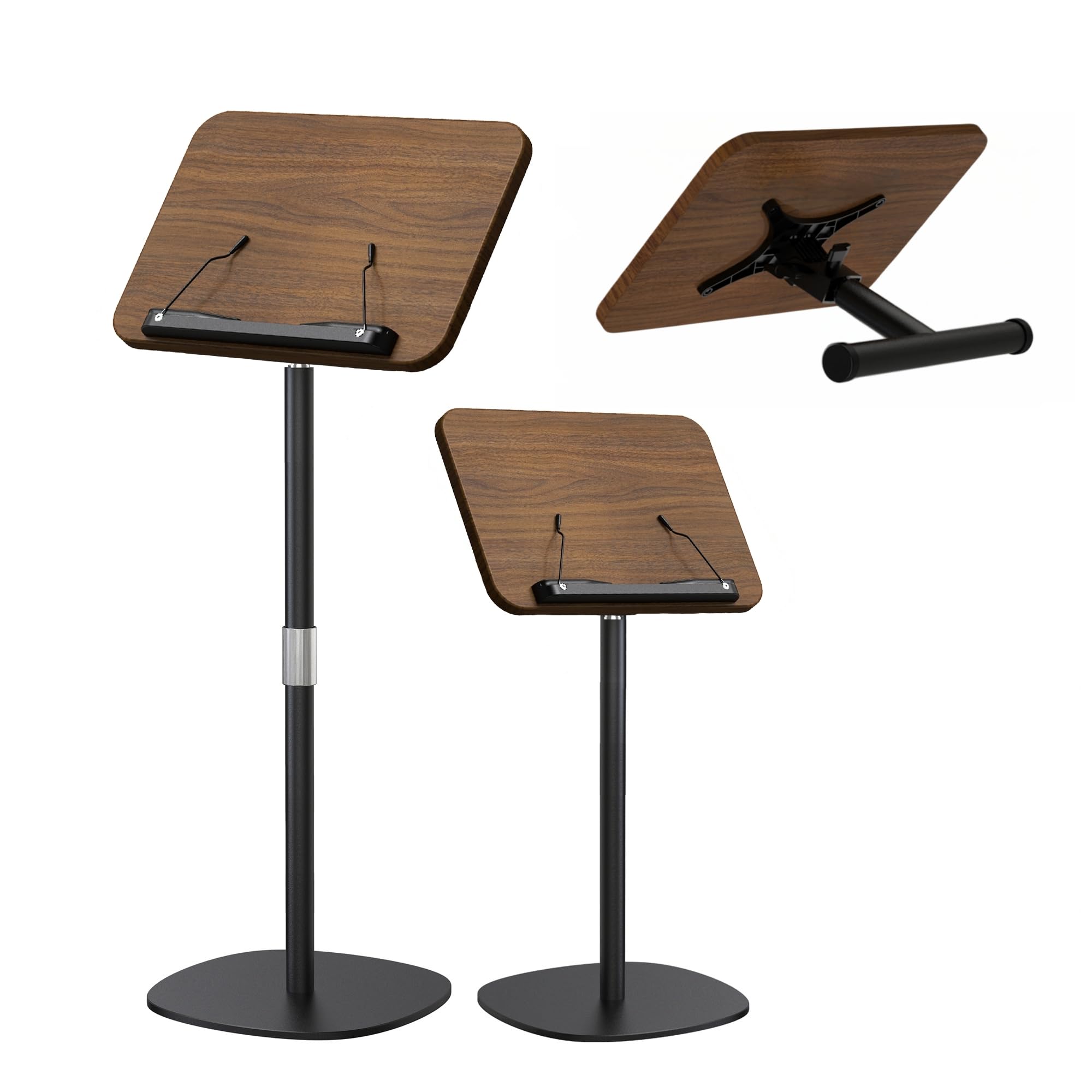 2-in-1 Floor Music Stand &amp; Desktop Book Stand, 16.5"–51" Height Adjustable