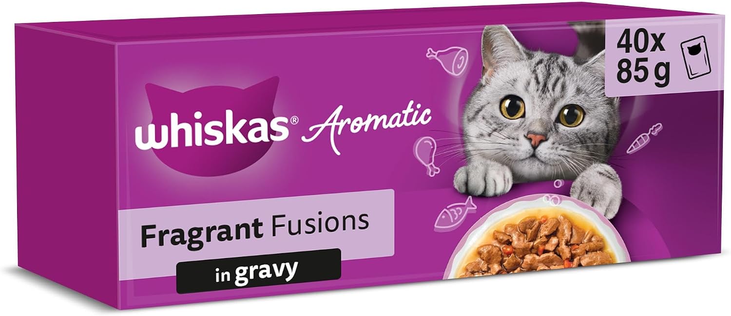 WHISKAS AROMATIC Adult Wet Cat Food in Gravy 40x85g Fragrant Fusions