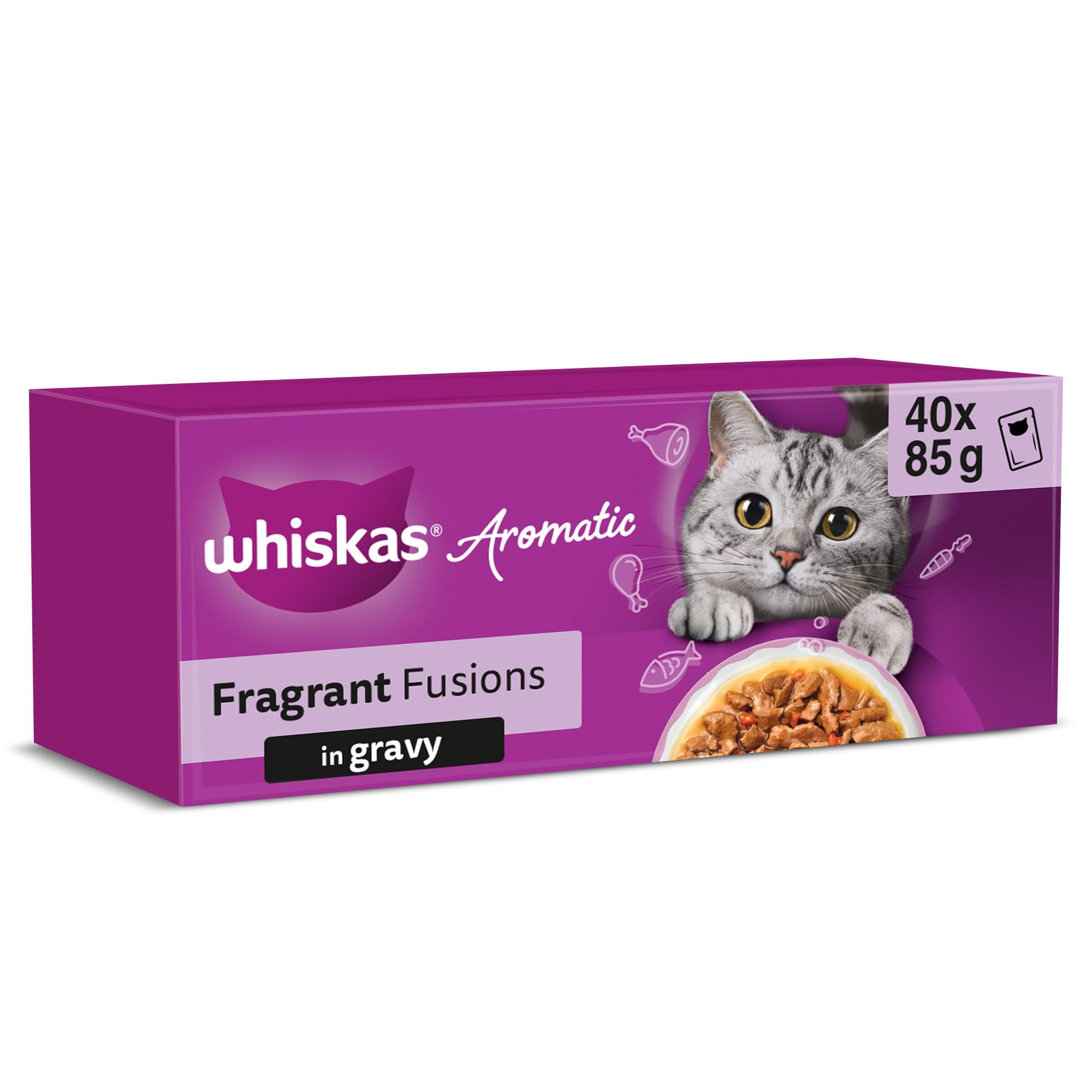 WHISKAS AROMATIC Adult Wet Cat Food in Gravy 40x85g Fragrant Fusions