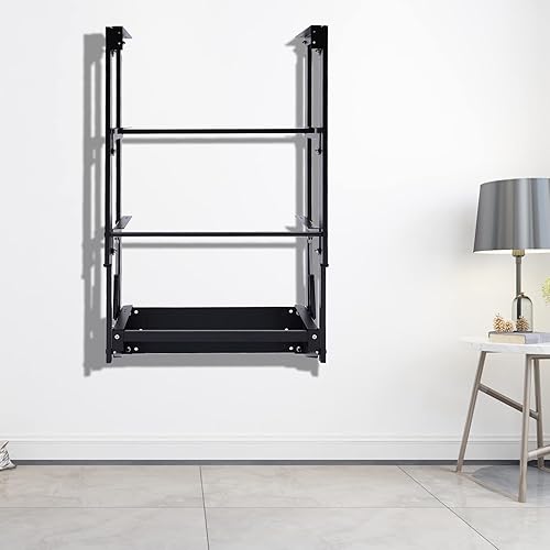 Miniatura 6 de PAREKS Escritorio convertible plegable montado en la pared, estante de almacenamiento de escritorio de pared flotante multifunción para oficina en