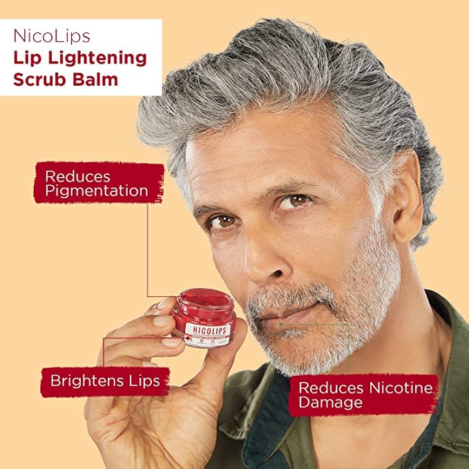 AZAZ Bella Vita Organic NicoLips Lip Scrub Balm Lightening and Brightening Dark Lips for Men and Women Dry Lips/Smoker/Chapped Lip & Lipstick Stains Removal Lipcare, 20 g