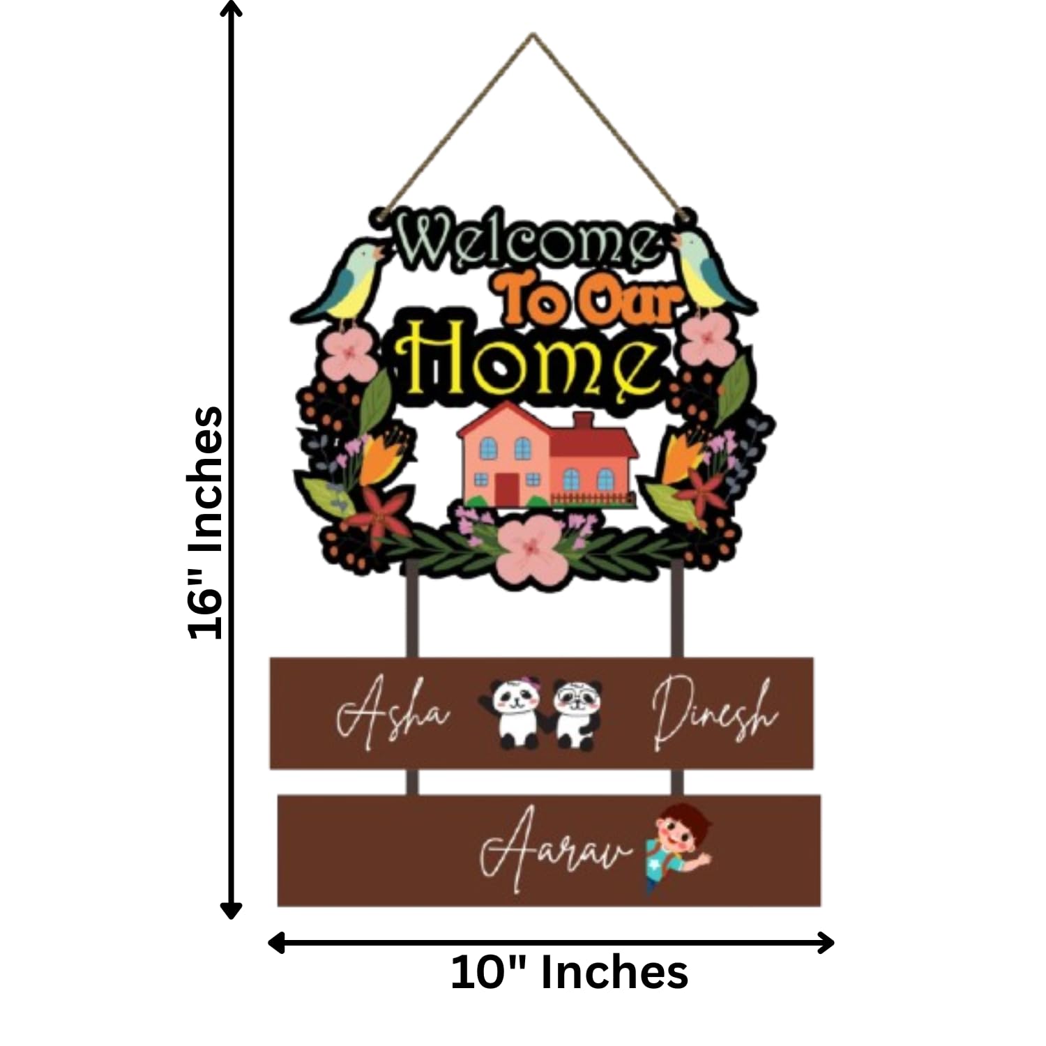 Webelkart Premium Wooden Welcome To Our Home Customised Wall Hanging Name Plate For Home Entrance outdoor, Wooden Hanging House Name Plate - (16 x 10 inches) — Amazon image 3