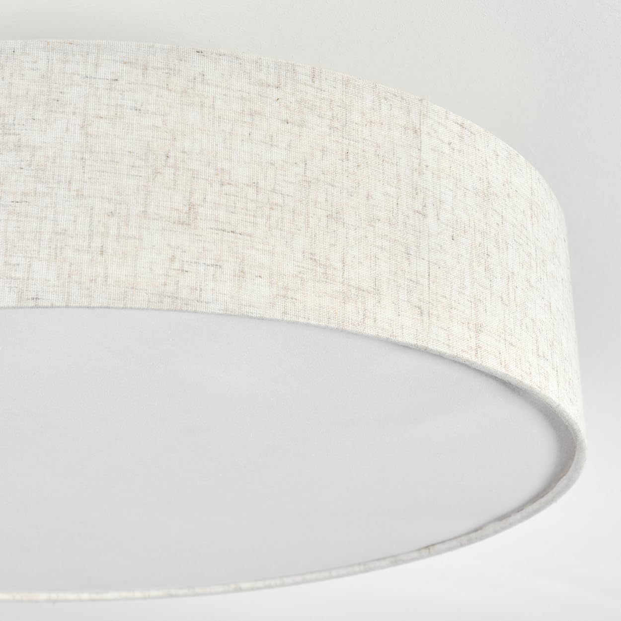 HOFSTEIN Deckenleuchte Foggia, Deckenlampe aus Metall/Kunstleinen/Kunststoff in Nickel-matt/Natur/Beige/Weiß, moderne Leuchte (Ø 50cm), E27, Esszimmer, Wohnzimmer, Schlafzimmer, Küche, Flur