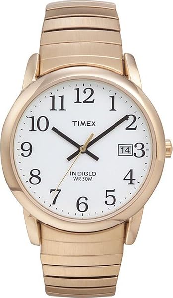 Timex Men's Easy Reader 35mm Watch - Gold-Tone Expansion Band White Dial Gold Tone Case