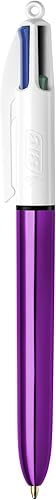 Miniatura 2 de BIC Bolígrafo Shine de 4 colores, barril morado, punta media (0.039 pulgadas), tintas surtidas, 3 unidades